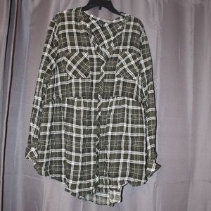 Torrid Forest Green Plaid Babydoll Shirt✂️